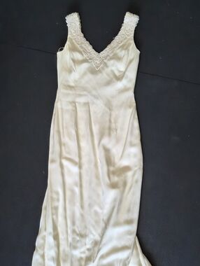 Vtg Jessica McClintock Bridal 90s Wedding Gown Mermaid Short Train Ivory Breaded